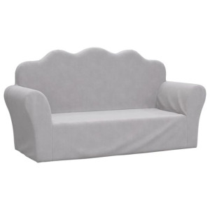 2-os. sofa dla dzieci, jasnoszara, miękki plusz