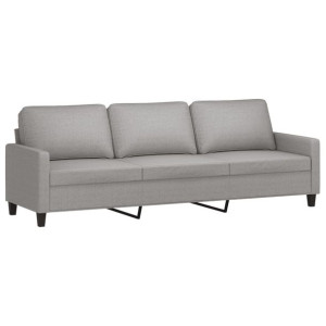 Sofa 3-osobowa, jasnoszara, 210 cm, tapicerowana tkaniną