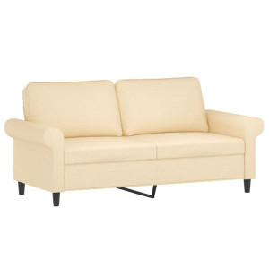 2-osobowa sofa, kremowa, 140 cm, tapicerowana tkaniną