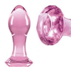Szklany Korek analny Kamień Pink 8,9cm Crystal