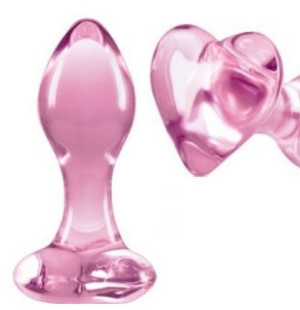 Szklany Korek analny SERCE Pink 8,9cm Crystal