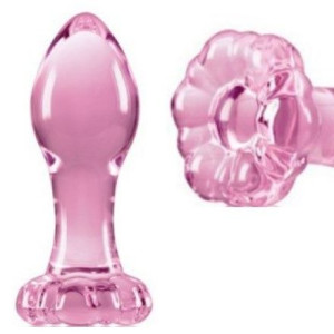 Szklany Korek analny KWIATEK Pink 8,9cm Crystal