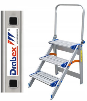 Drabina schodki aluminiowe składane z poręczą 4 st. Drabex 8124P