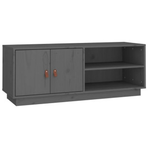 Szafka pod TV, szara, 105x34x40 cm, lite drewno sosnowe