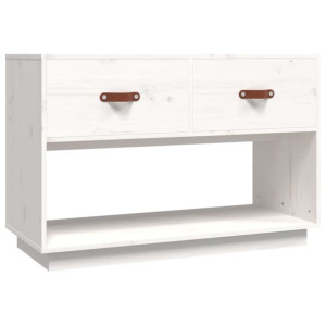 Szafka pod telewizor, biała, 90x40x60 cm, lite drewno sosnowe
