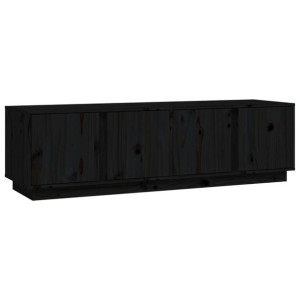 Szafka pod telewizor, czarna, 140x40x40 cm, lite drewno sosnowe