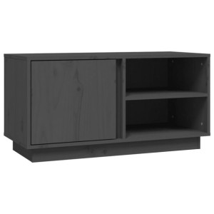 Szafka pod telewizor, szara, 80x35x40,5 cm, lite drewno sosnowe