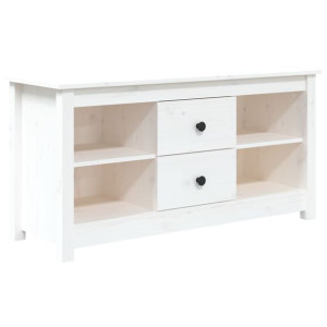 Szafka pod telewizor, biała, 103x36,5x52 cm, drewno sosnowe