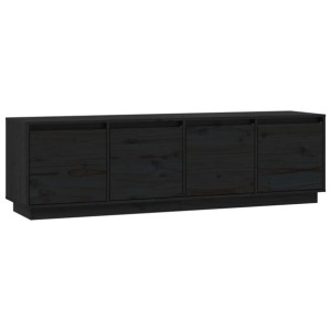 Szafka pod telewizor, czarna, 156x37x45 cm, lite drewno sosnowe