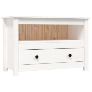 Szafka pod telewizor, biała, 79x35x52 cm, lite drewno sosnowe