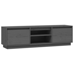 Szafka pod telewizor, szara, 140x35x40 cm, lite drewno sosnowe