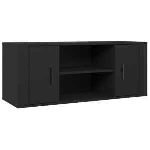 Szafka pod TV, czarna, 100x35x40 cm, materiał drewnopochodny