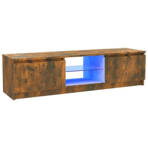 Szafka pod TV z LED, przydymiony dąb, 120x30x35,5 cm