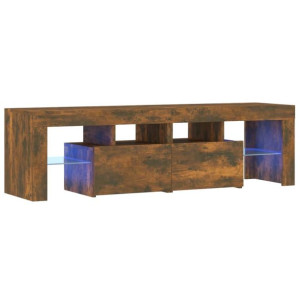 Szafka TV z oświetleniem LED, opalany dąb, 140x36,5x40 cm