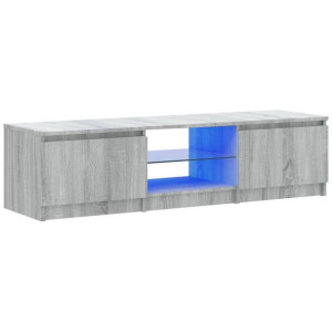 Szafka pod TV, z LED, szary dąb sonoma, 140x40x35,5 cm