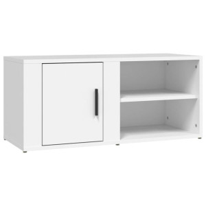 Szafka pod TV, biała, 80x31,5x36 cm, materiał drewnopochodny