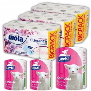 Papier toaletowy MOLA i Ręcznik papierowy LAMBI