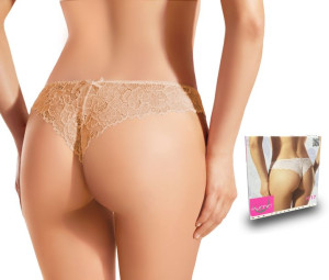 Ewana 017 Koronkowe Eleganckie Stringi Beż M