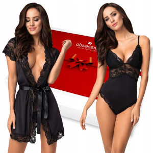 Obsessive Komplet 810 Szlafrok Body i Pudełko L/XL