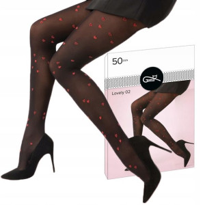 Gatta rajstopy Lovely 02 50 den serca n.rosso 2-S