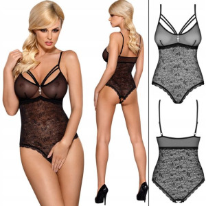 OBSESSIVE body 818-TED-1,otwarty krok, czarne XS/S