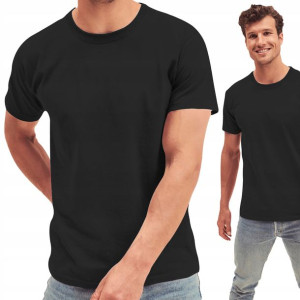 Koszulka Męska Fruit Of The Loom T-shirt 100%Bawełna Oryginalna Czarny - XL