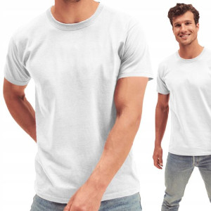 Koszulka Męska Fruit Of The Loom T-shirt 100%Bawełna Oryginalna Biała - XXL