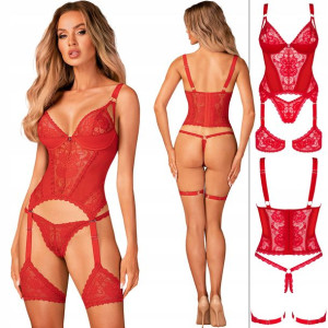 Obsessive Belovya Gorset i Stringi XL/2XL + gratis
