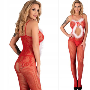 LivCo Corsetti Magali Świąteczny Otwarty Bodystocking - S/L
