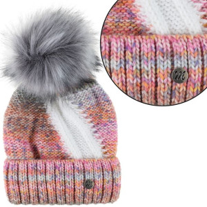 Moraj Gruba Czapka Damska z pomponem 2200 pink