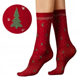 Fiore Skarpetki choinki śnieżki Carol 50 den red