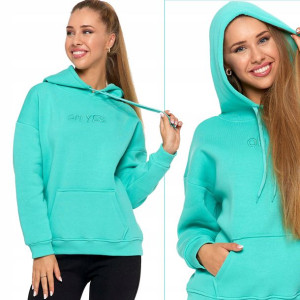 Moraj Bluza Damska z Kapturem miętowa 5400-001 2XL