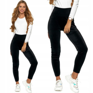 Moraj Miękkie Legginsy Welurowe 1600-051 Czarny 3XL