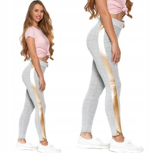 Moraj Legginsy z lampasem 2000-006 Szary / Złoty L/XL