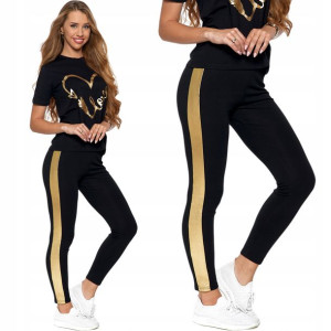 Legginsy z lampasem MORAJ 2000-006 Nero / Gold - S/M