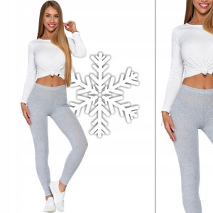Legginsy MORAJ 1400-001 Ocieplane Mocno Kryjące Jasny Szary 2XL