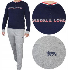 Piżama męska LONSDALE 22027 długi rękaw NAVY XL
