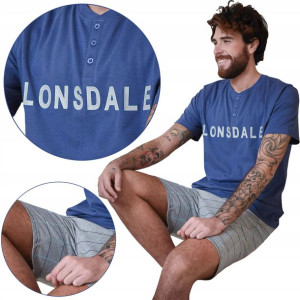 Piżama męska LONSDALE 22040 krótki rękaw BLUE M