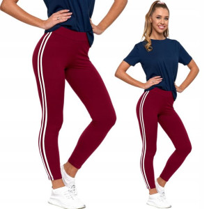 Moraj Legginsy długie z Lampasem 1200-016 Bordowy - S/M