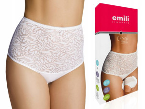 EMILI Deni Wysokie Zdobione Figi Bawełna Biały 3XL
