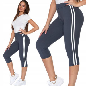 Moraj Legginsy 3/4 z Lampasem 1250-016 Grafit 3XL
