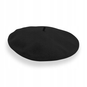 Francuski Klasyczny Wełniany BERET Antenka CZARNY