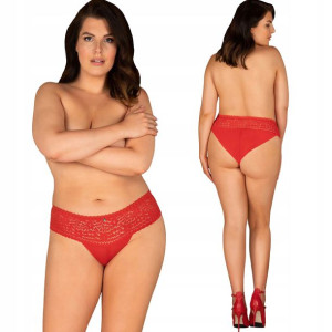 OBSESSIVE Blossmina Figi Plus Size Red 6XL/7XL