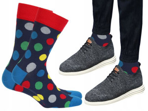Skarpety Męskie Wola Casual, Grochy B85 , 39/41
