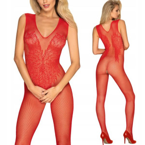 OBSESSIVE N112 Otwarty Bodystocking Red XL/XXL