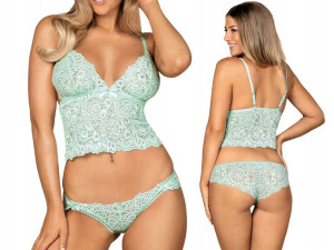 Obsessive Delicanta Komplet Top i Figi Mięta S/M