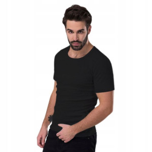 Bezszwowy T-shirt Bawełna SZATA Olgierd CZARNY, L