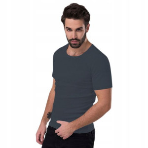 Bezszwowy T-shirt Bawełna SZATA Olgierd GRAFIT, M