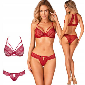 Obsessive Ivetta Set Komplet Krwisty Czerwony L/XL