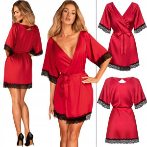 Szlafrok OBSESSIVE Sensuelia Czerwony peniuar S/M